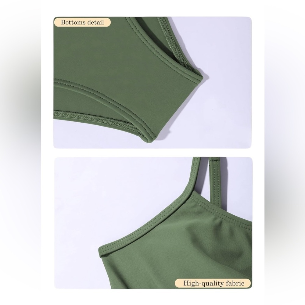 🌴 Tropical Vibes! Girls’ Green Swimsuit + Cover-Up Set | Size 9–10Y - Picture 9 of 12